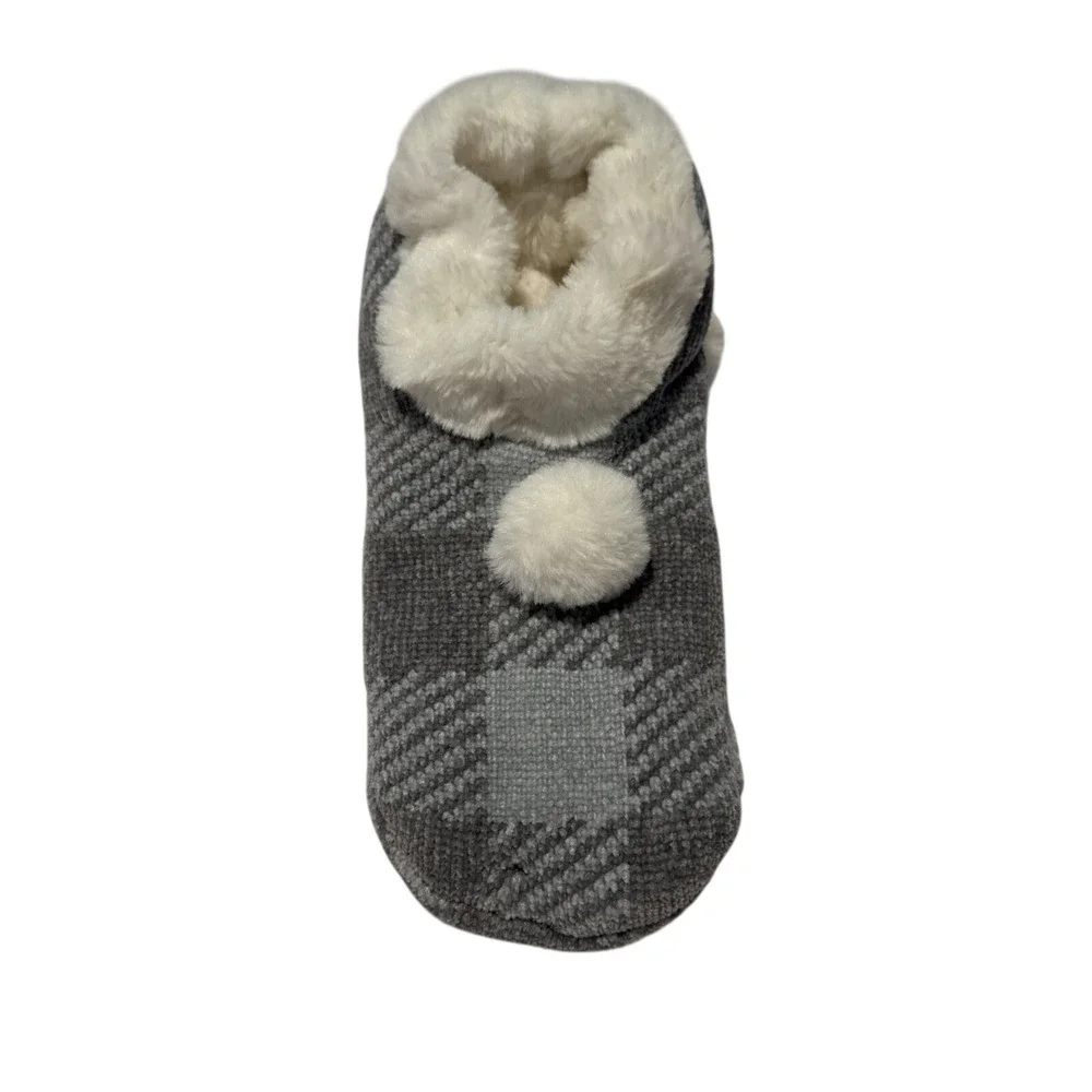 Cuddl Duds Sherpa Lined Lounge Socks - GRAY Color Block- New with Tags Grips‎